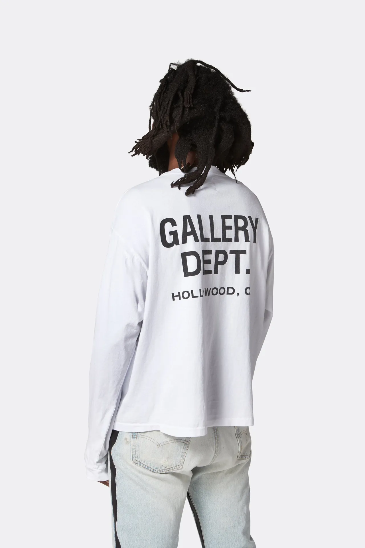 GALLERY DEPT. SOUVENIR L/S TEE English LOGO Basic Long Sleeve White S-XL Genuine Uniform Cylindrical No Side Seam Linen Cotton Fabric Garment Wash Preshrunk Correct Fit Correct Accessories